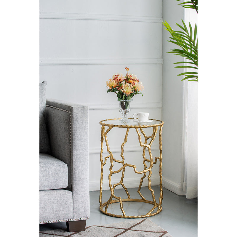 A&B Home 17" x 24" Bundle of 10 Round Gold Twig Accent Side Table