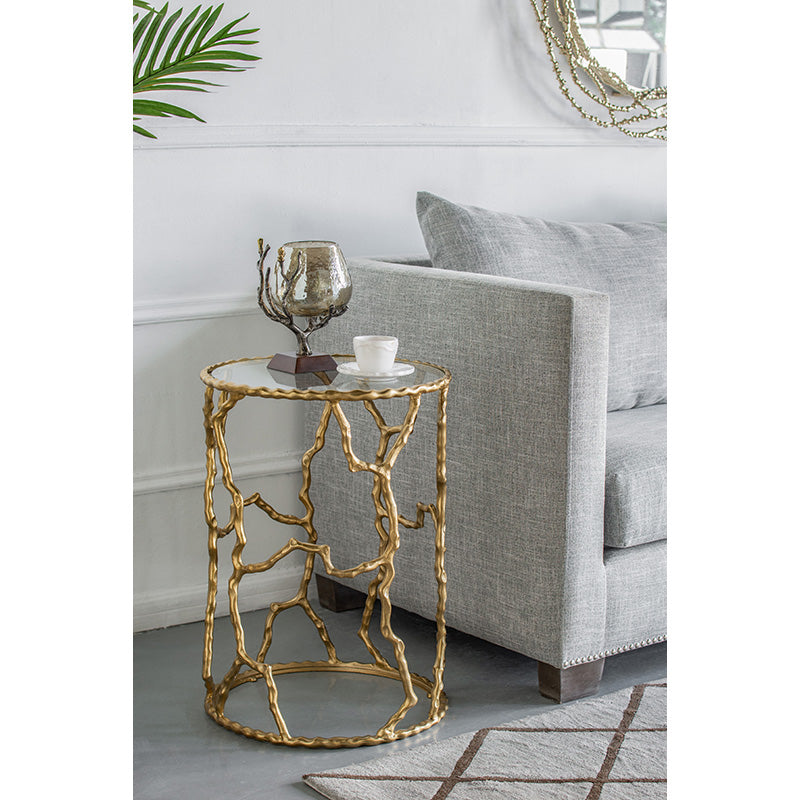 A&B Home 17" x 24" Bundle of 10 Round Gold Twig Accent Side Table