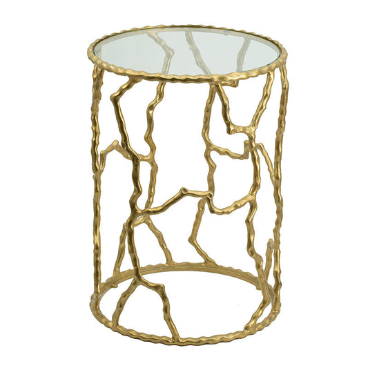 A&B Home 17" x 24" Bundle of 10 Round Gold Twig Accent Side Table