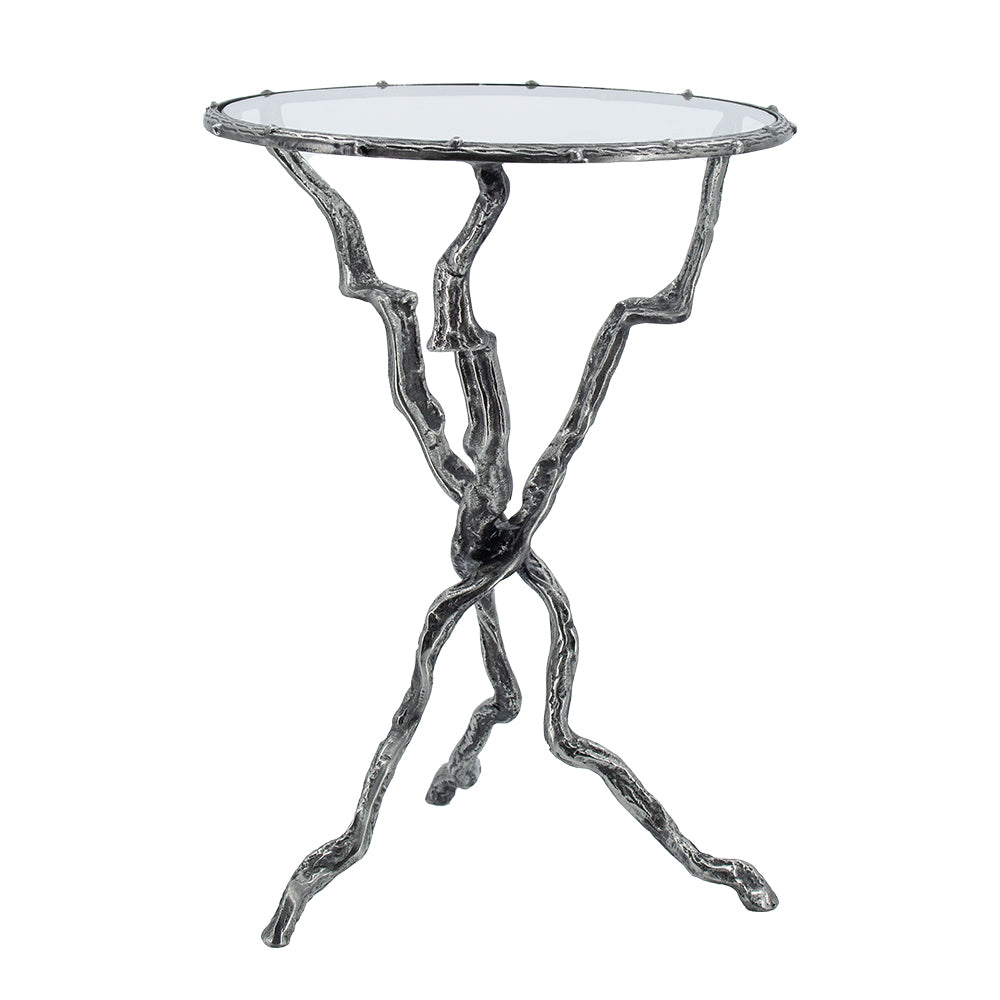 A&B Home 17" x 24" Round Silver Twig Accent Side Table - Thumbnail 2