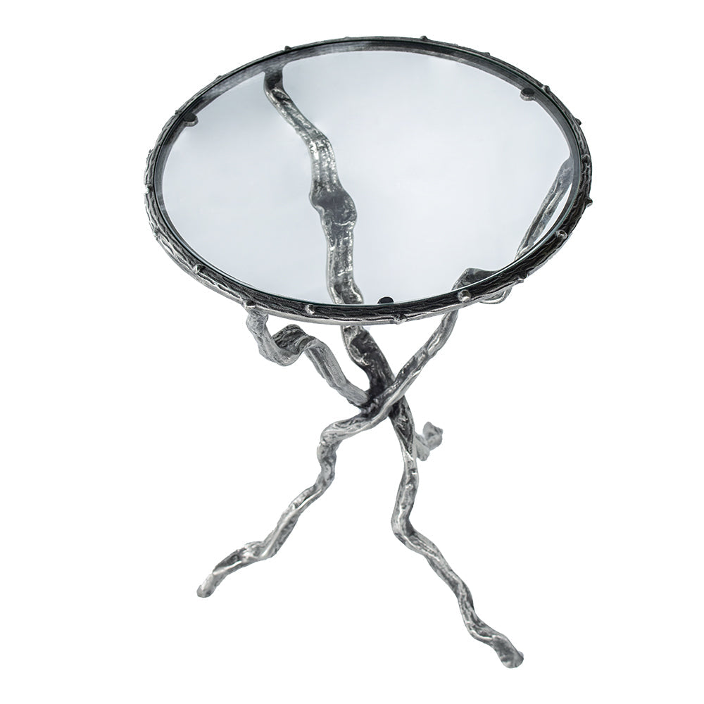 A&B Home 17" x 24" Round Silver Twig Accent Side Table