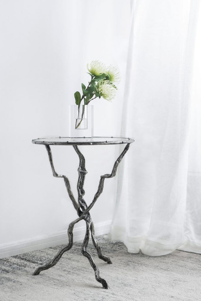 A&B Home 17" x 24" Bundle of 12 Round Silver Twig Accent Side Table