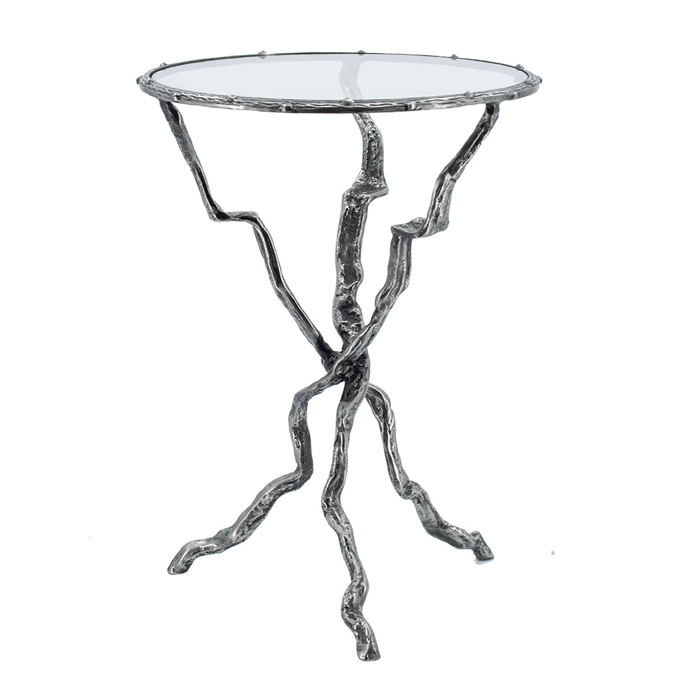 A&B Home 17" x 24" Round Silver Twig Accent Side Table - Thumbnail 3