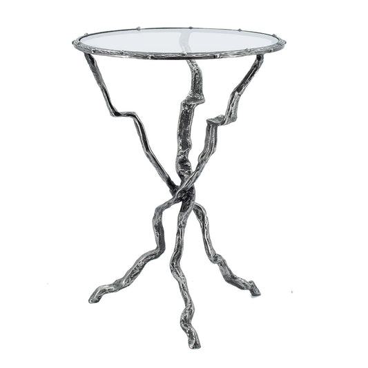 A&B Home 17" x 24" Bundle of 12 Round Silver Twig Accent Side Table