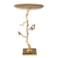 A&B Home 17" x 28" Bundle of 12 Round Gold Tabletop and Metal Tree Branch Side Table With Gold Bird Accent