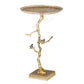 A&B Home 17" x 28" Bundle of 12 Round Gold Tabletop and Metal Tree Branch Side Table With Gold Bird Accent