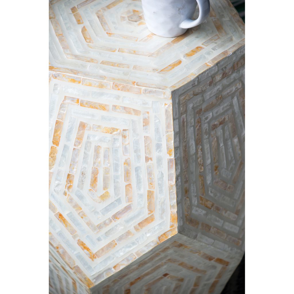 A&B Home 18" x 18" Bundle of 20 Hexagonal Multi-Colored Capiz Stool