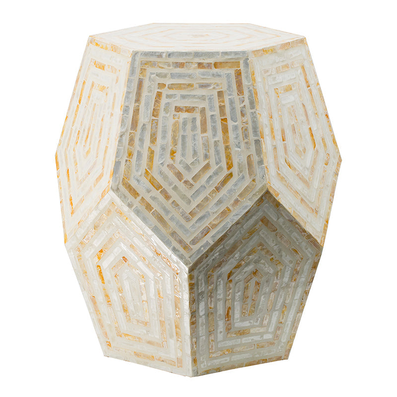 A&B Home 18" x 18" Bundle of 20 Hexagonal Multi-Colored Capiz Stool