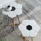 A&B Home 18" x 24" Bundle of 15 White Flower-Shaped Marble Tabletop With Gold Legs Accent Table