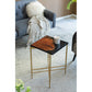 A&B Home 18" x 27" Bundle of 7 Square-Shaped Brown Wooden Tabletop With Gold Iron Frame Side Table