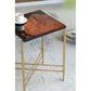 A&B Home 18" x 27" Bundle of 7 Square-Shaped Brown Wooden Tabletop With Gold Iron Frame Side Table