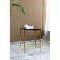 A&B Home 18" x 27" Bundle of 7 Square-Shaped Brown Wooden Tabletop With Gold Iron Frame Side Table