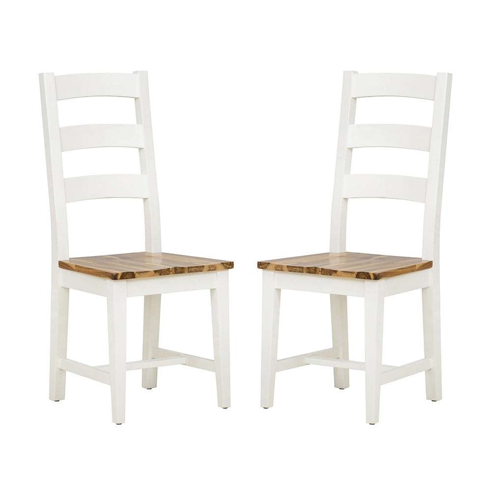 A&B Home 18" x 43" Set of Two Bundle of 6 White Acacia Wooden Dining Chairs