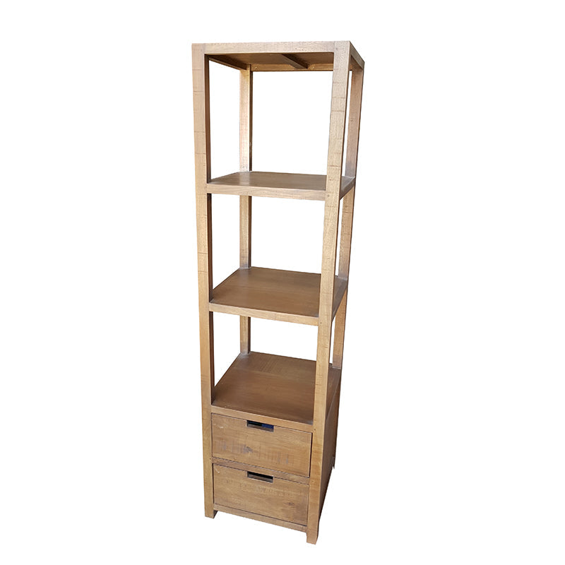 A&B Home 18" x 69" Bundle of 5 Stair Brown Wooden Frame Three-Tiered Wood Shelves With Two Drawers