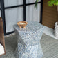 A&B Home 19" x 20" Bundle of 19 Hexagonal Capiz Tapered Blue Pedestal Stool