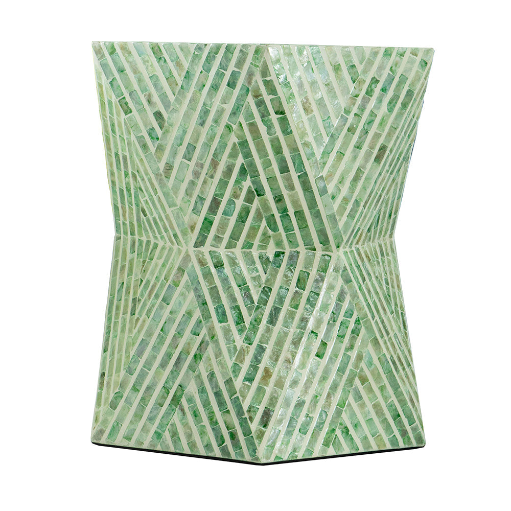 A&B Home 19" x 20" Bundle of 19 Hexagonal Tapered Green Geometric Design Pedestal Stool