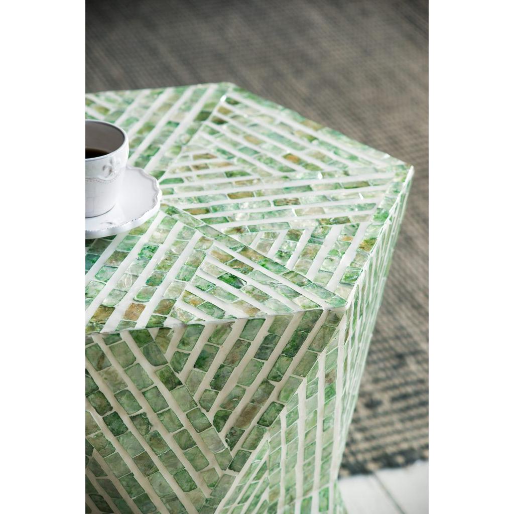 A&B Home 19" x 20" Bundle of 20 Hexagonal Tapered Green Geometric Design Pedestal Stool