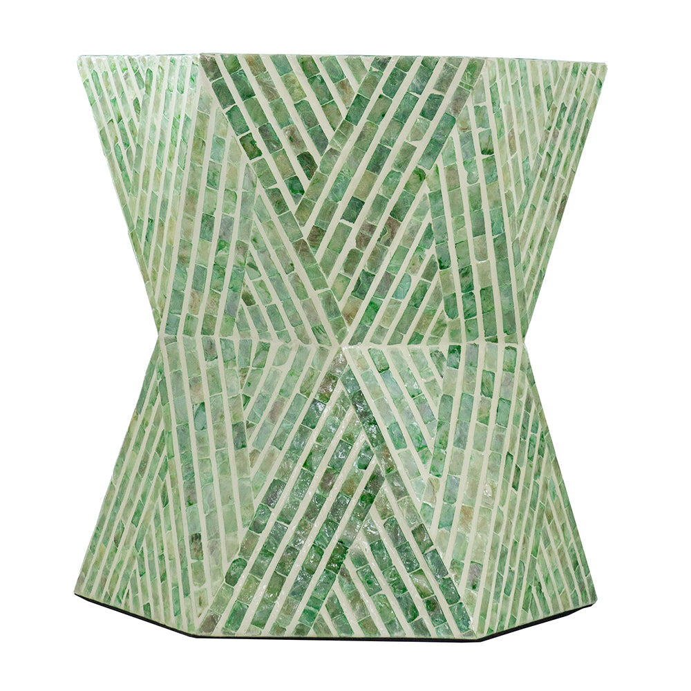 A&B Home 19" x 20" Bundle of 20 Hexagonal Tapered Green Geometric Design Pedestal Stool