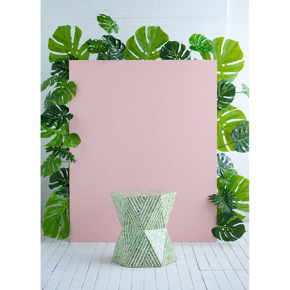 A&B Home 19" x 20" Bundle of 20 Hexagonal Tapered Green Geometric Design Pedestal Stool