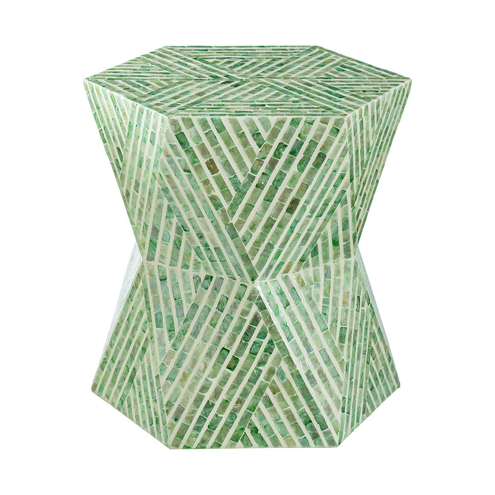 A&B Home 19" x 20" Bundle of 20 Hexagonal Tapered Green Geometric Design Pedestal Stool