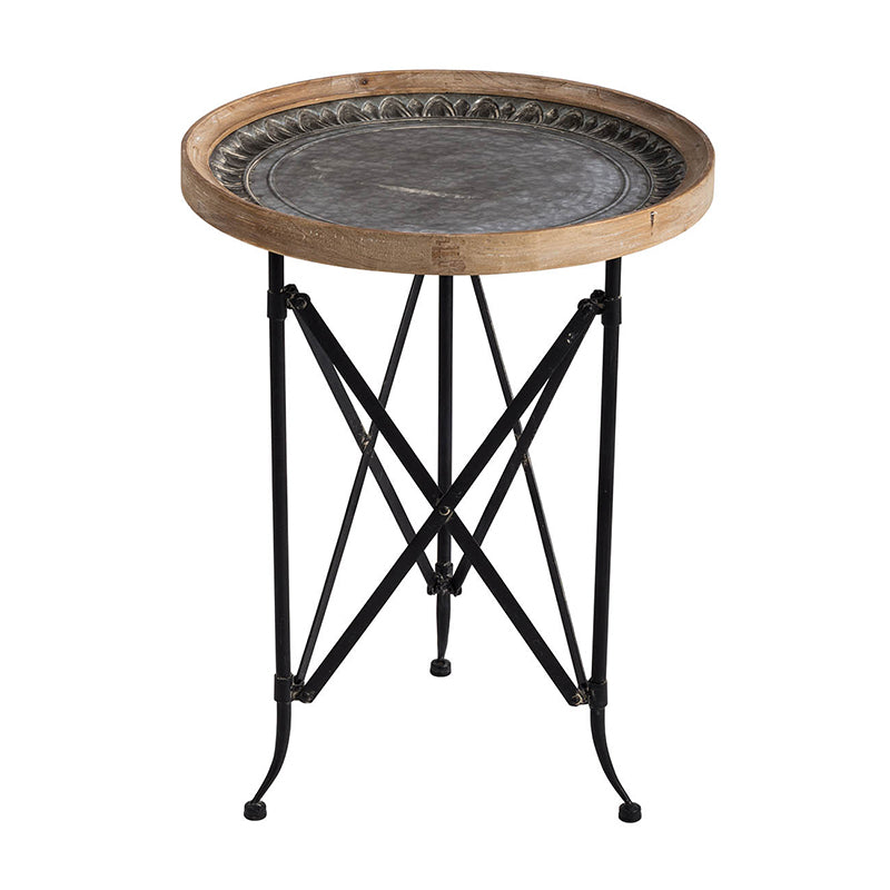 A&B Home 19" x 24" Bundle of 20 Round Wooden Tabletop With Black Metal Frame Side Table
