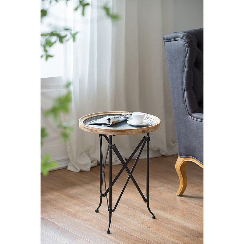 A&B Home 19" x 24" Bundle of 20 Round Wooden Tabletop With Black Metal Frame Side Table