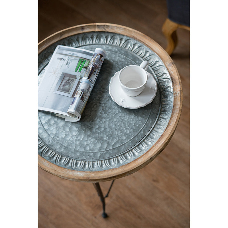 A&B Home 19" x 24" Bundle of 20 Round Wooden Tabletop With Black Metal Frame Side Table