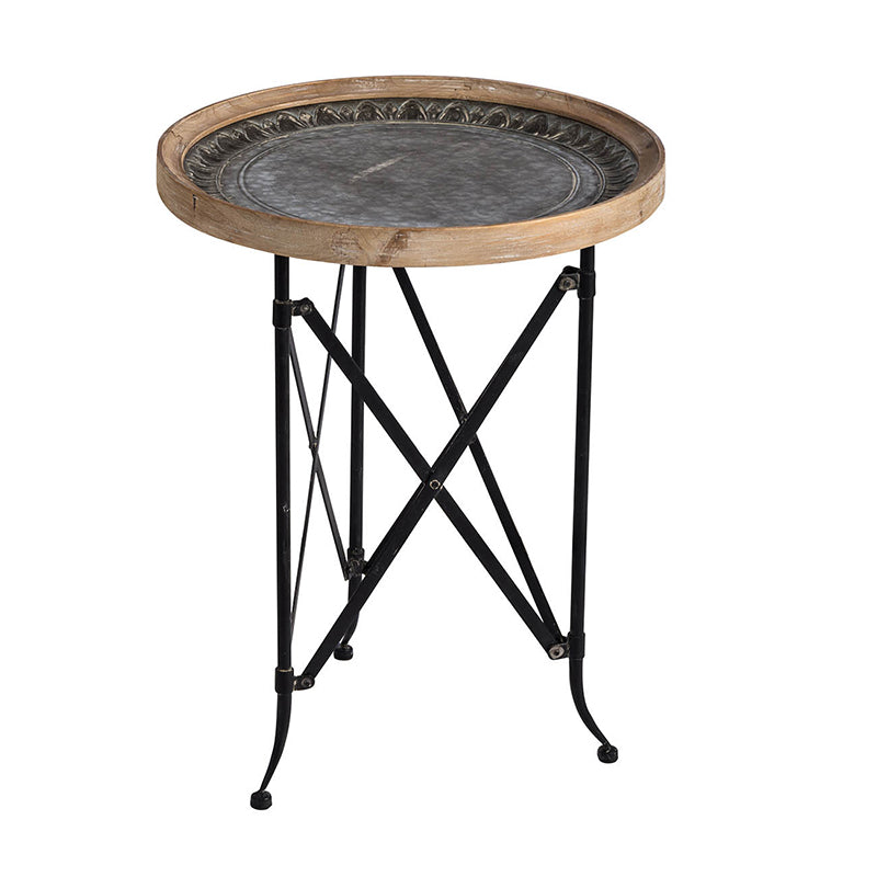 A&B Home 19" x 24" Bundle of 20 Round Wooden Tabletop With Black Metal Frame Side Table