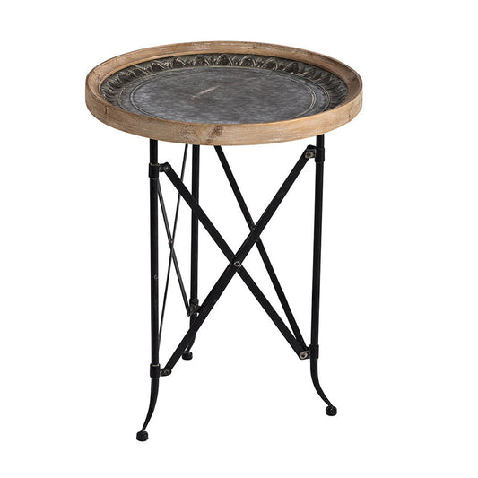 A&B Home 19" x 24" Bundle of 55 Round Wooden Tabletop With Black Metal Frame Side Table