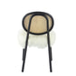 A&B Home 19" x 34" Set of Two Bundle of 4 Black Wood Frame With White Fur Covered Seat Dining Chairs