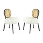 A&B Home 19" x 34" Set of Two Bundle of 4 Black Wood Frame With White Fur Covered Seat Dining Chairs