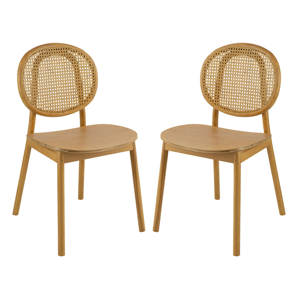 A&B Home 19" x 34" Set of Two Bundle of 6 Round Brown Rattan Back Dining Chairs