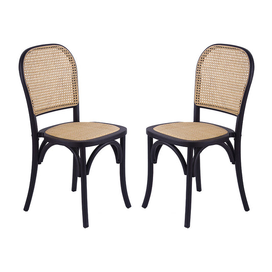 A&B Home 19" x 35" Set of Two Bundle of 6 Black Solid Beech Wood Frame Stackable Chairs