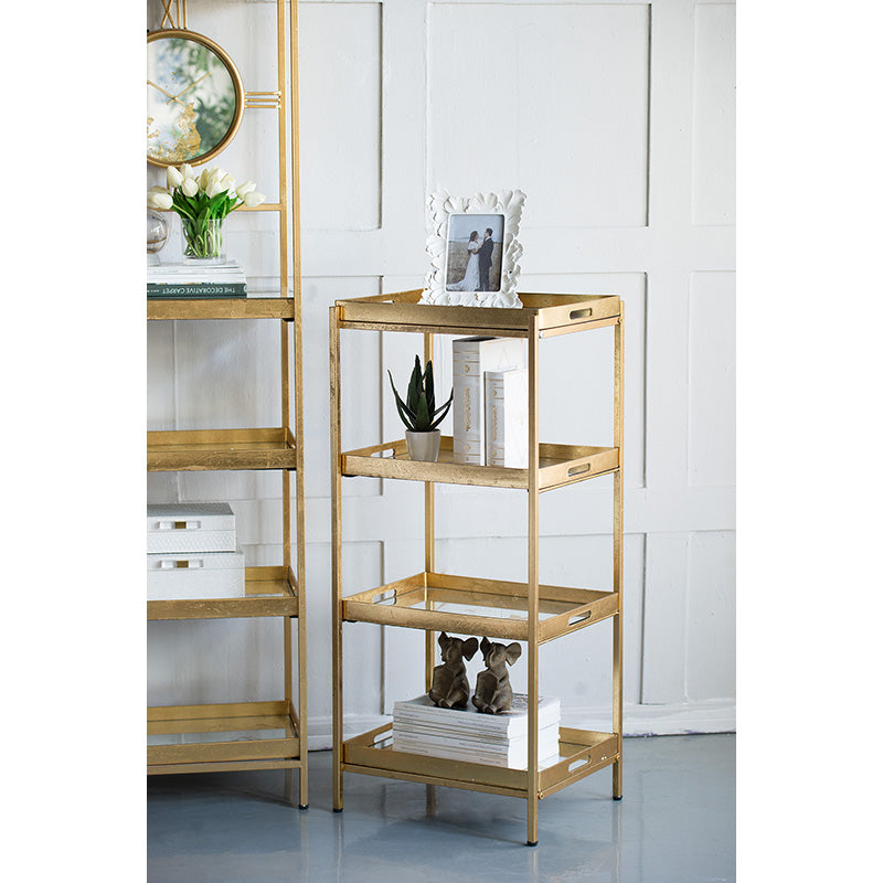 A&B Home 19" x 43" Bundle of 8 Rectangular Gold Metal Frame Four-Tiered Glass Shelves