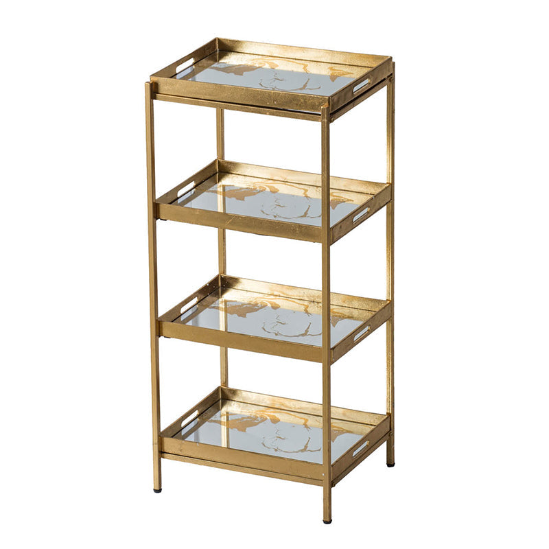 A&B Home 19" x 43" Bundle of 8 Rectangular Gold Metal Frame Four-Tiered Glass Shelves