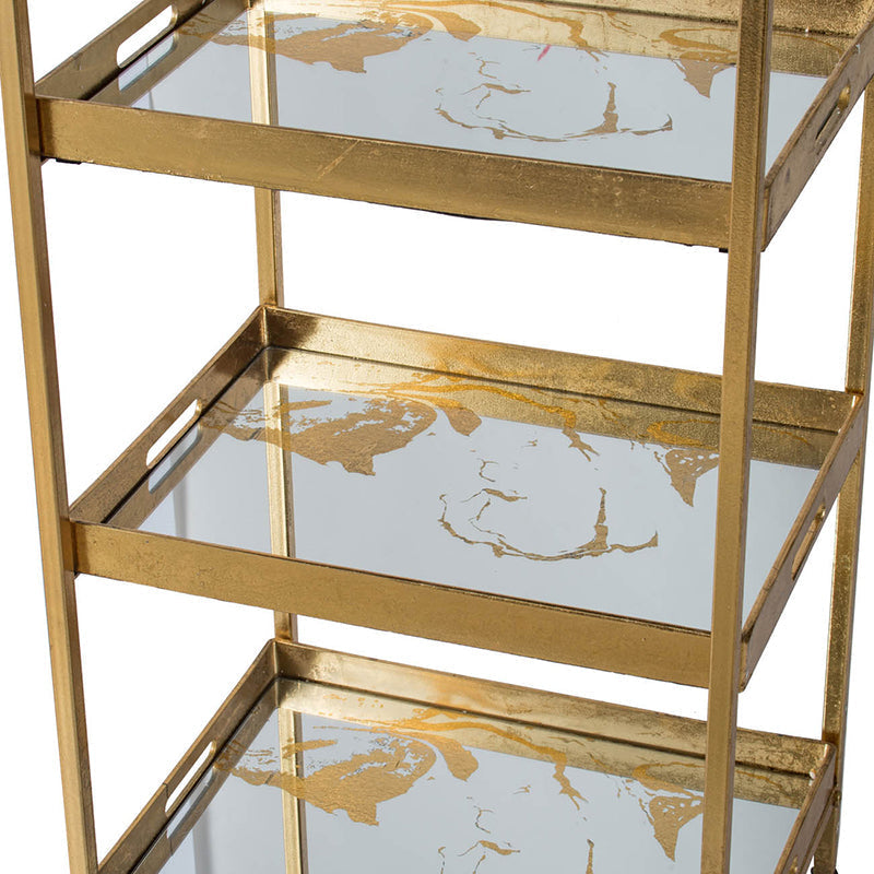 A&B Home 19" x 43" Bundle of 8 Rectangular Gold Metal Frame Four-Tiered Glass Shelves