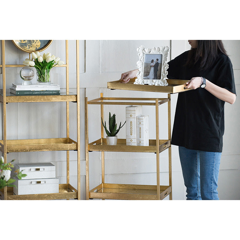 A&B Home 19" x 43" Bundle of 8 Rectangular Gold Metal Frame Four-Tiered Glass Shelves