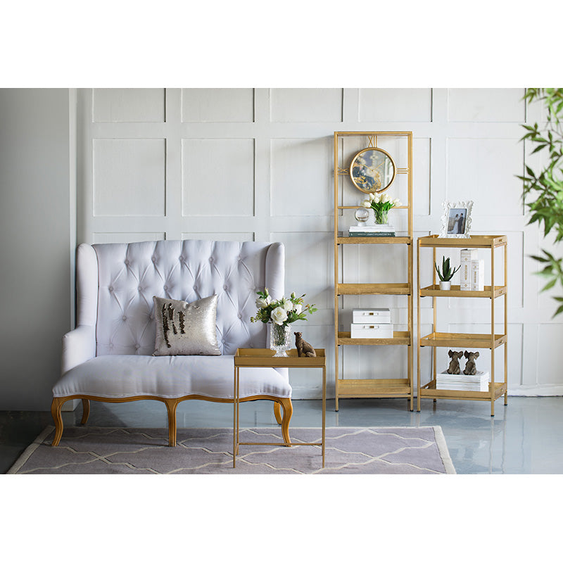 A&B Home 19" x 68" Bundle of 6 Rectangular Polished Gold Five-Tiered Shelving With Marble Clockface