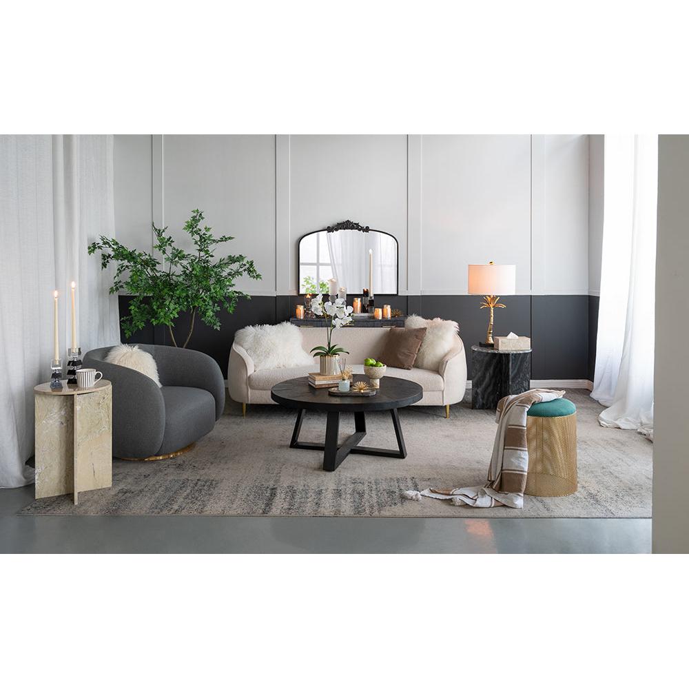 A&B Home 20" x 22" Bundle of 15 Round With Black Marble Coffee Table