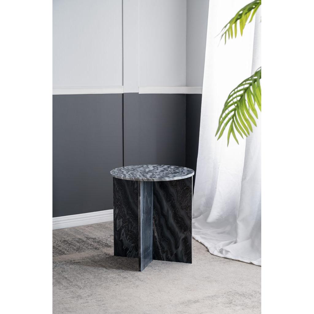 A&B Home 20" x 22" Bundle of 15 Round With Black Marble Coffee Table