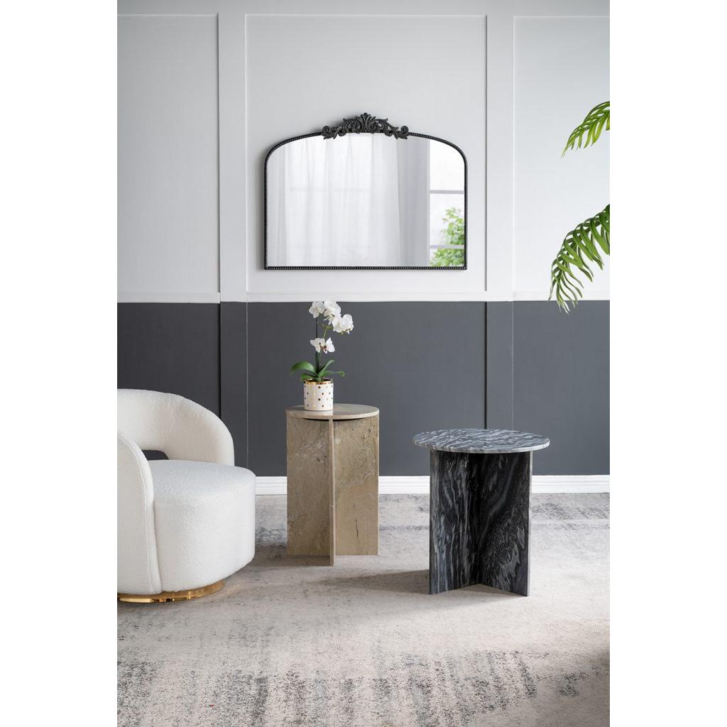 A&B Home 20" x 22" Bundle of 15 Round With Black Marble Coffee Table