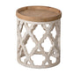 A&B Home 20" x 23" Bundle of 12 Round Weathered White With Wooden Tabletop Side Table