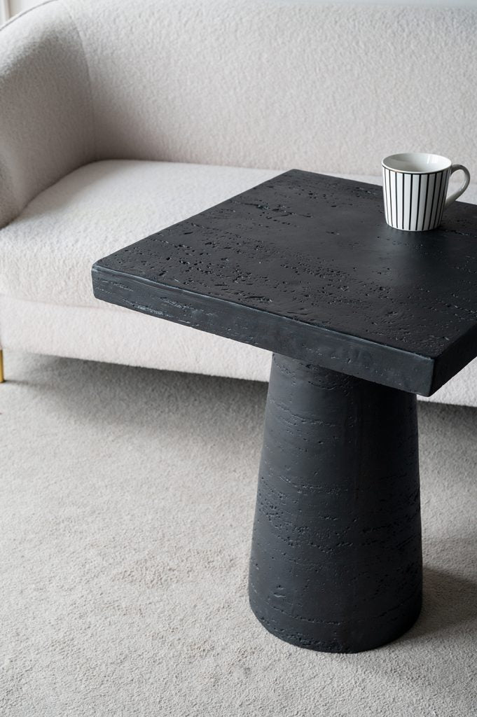 A&B Home 20" x 24" Bundle of 12 Square Black Cement Tabletop With Round Pedestal Base Side Table