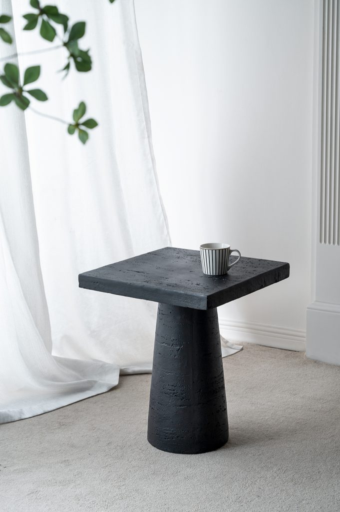 A&B Home 20" x 24" Bundle of 12 Square Black Cement Tabletop With Round Pedestal Base Side Table