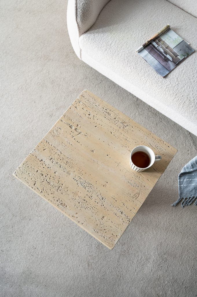 A&B Home 20" x 24" Bundle of 15 Square Cream Tabletop With Round Pedestal Side Table