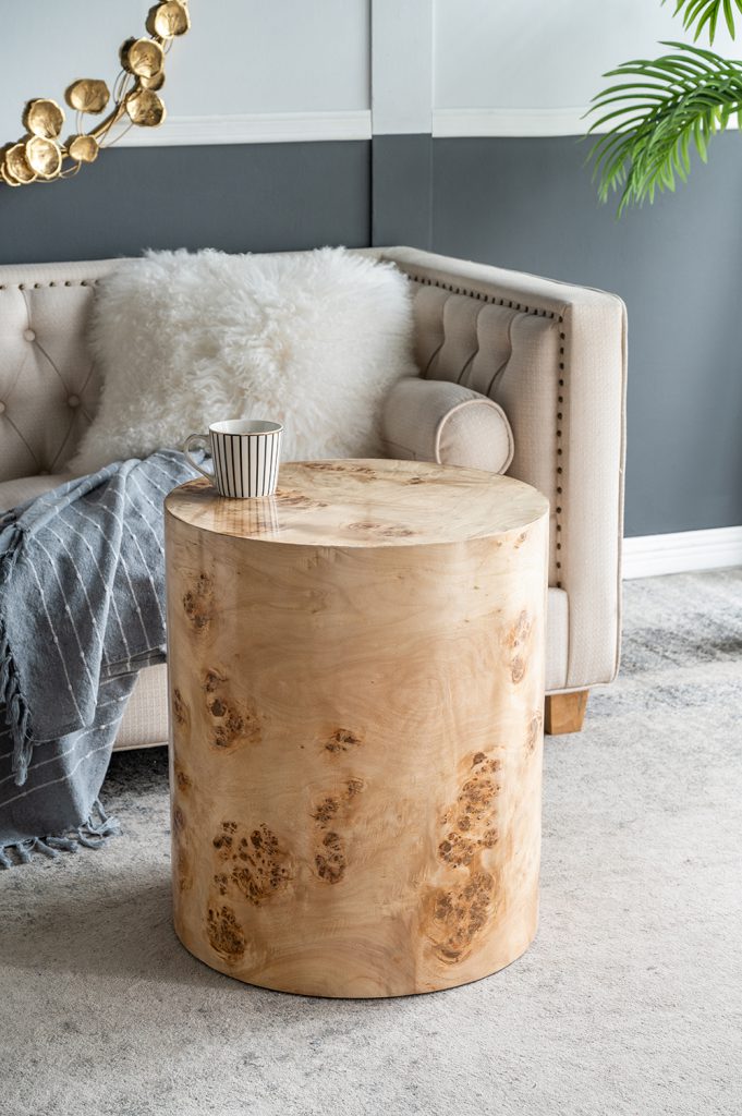 A&B Home 20" x 24" Bundle of 7 Cylinder Brown Burl Wood Side Table