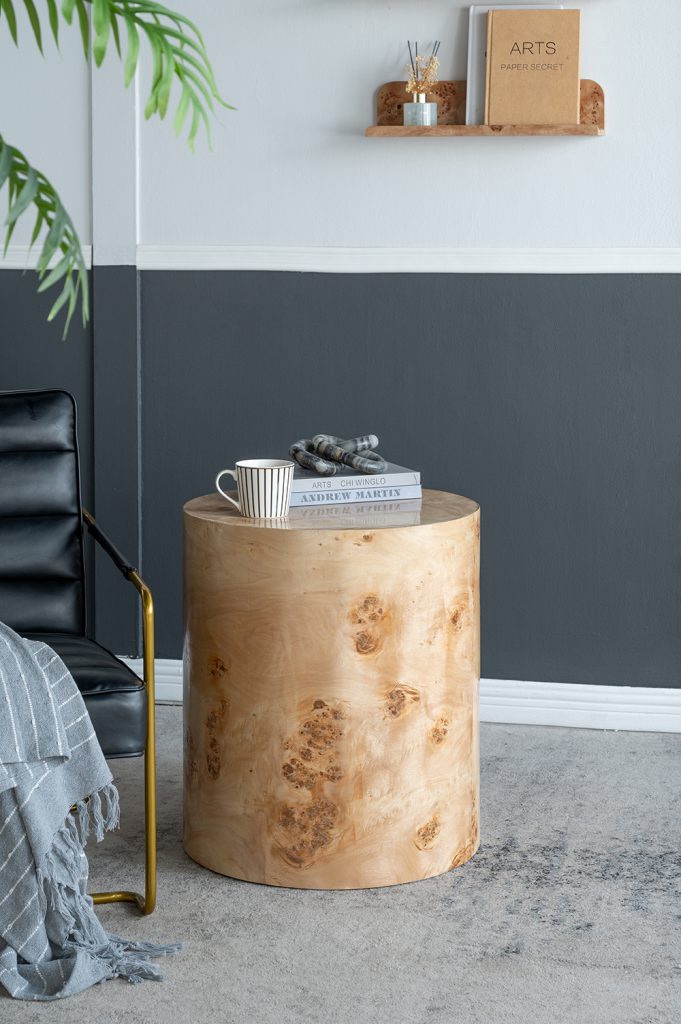 A&B Home 20" x 24" Bundle of 7 Cylinder Brown Burl Wood Side Table