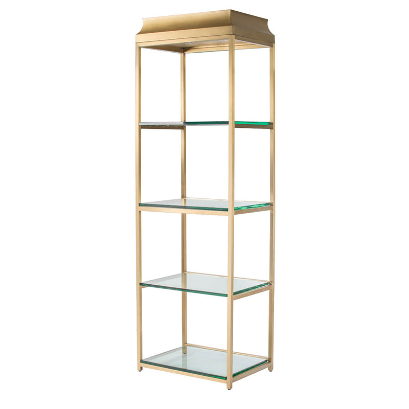 A&B Home 20" x 87" Bundle of 2 Rectangular Polished Brass Stainless Steel Frame Four-Tiered Tempered Glass Shelves