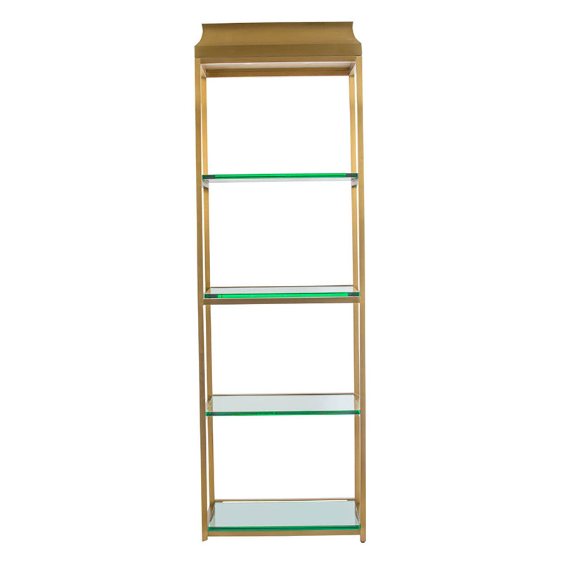 A&B Home 20" x 87" Bundle of 2 Rectangular Polished Brass Stainless Steel Frame Four-Tiered Tempered Glass Shelves