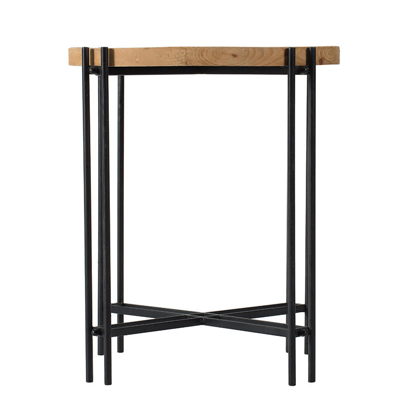 A&B Home 21" x 24" Bundle of 18 Round Black Frame Side Table With Wooden Tabletop